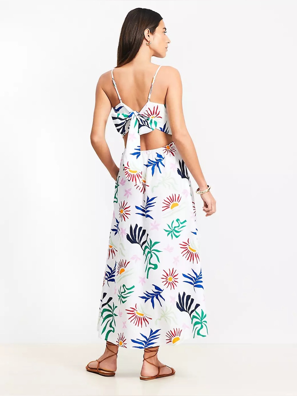 NWT LOFT Beach Sun Cutout Tropical Linen Blend Midi Pocket Dress – Size 14 - Picture 6 of 13